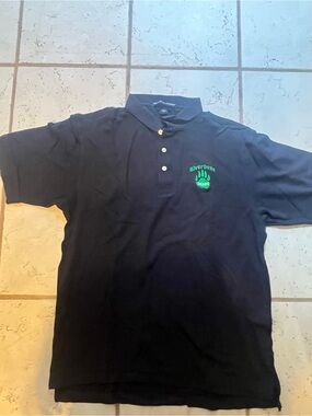 Men's Black Polo with Green Riverbends Logo